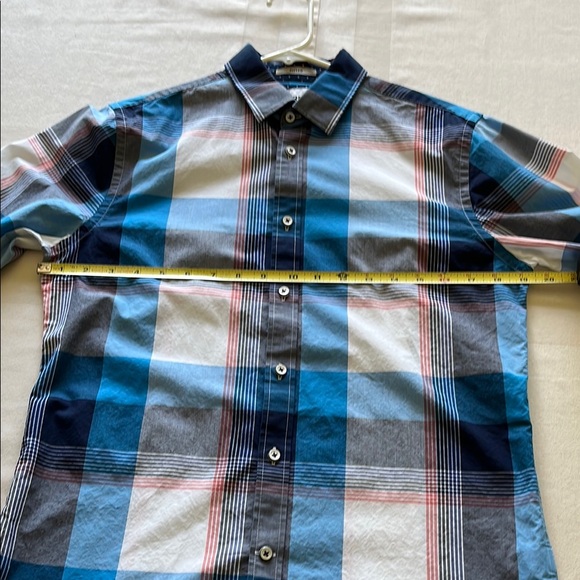 Express Blue and White Casual Button Down Shirt - Picture 4 of 6
